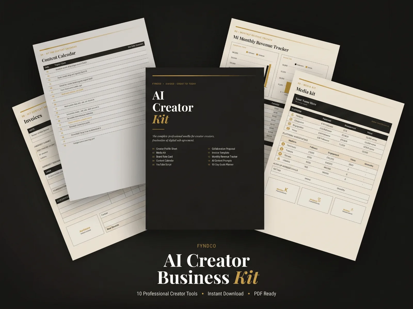 AI Creator Business Kit | Media Kit, Invoice, Planner (Instant Download)